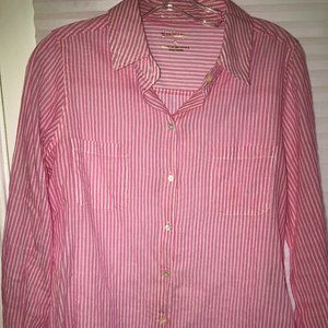 Lilly Pulitzer button down sheer pink striped blouse S PERFECT